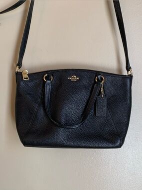 COACH Small Black Purse Pebble Leather KELSEY Satchel Crossbody  Classic Preppy
